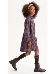 ίσιο φόρεμα με μακριά μανίκια και καρό σχέδιο