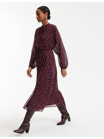 μακρύ κρουαζέ φόρεμα με πουά στάμπα