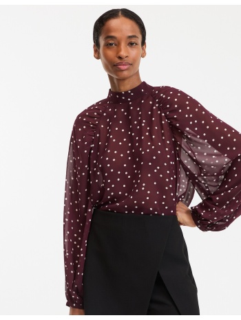 πουκάμισο με ψηλό γιακά και πουά σχέδιο