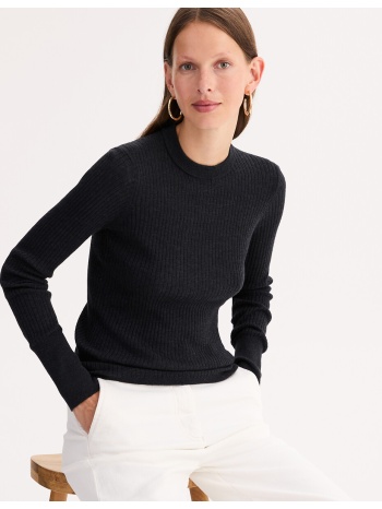 πουλόβερ με στρογγυλή λαιμόκοψη από λεπτή ριμπ πλέξη