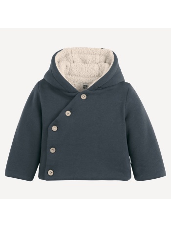 ζακέτα fleece με σταθερή κουκούλα