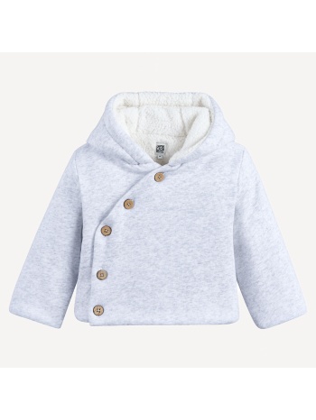 ζακέτα fleece με σταθερή κουκούλα