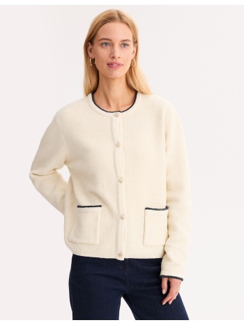 κοντή ζακέτα από λεπτή πλέξη με κουμπιά