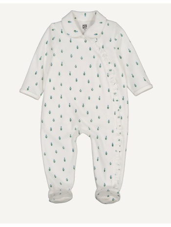 πιτζάμα ολόσωμη από βελούδο με λουλούδια