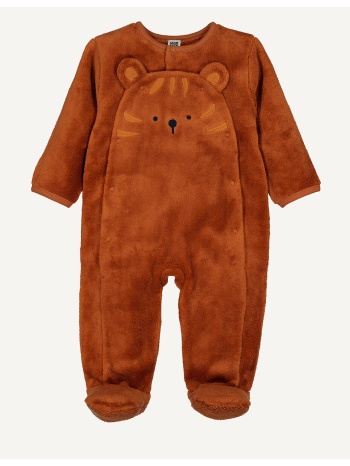 πυζάμα ολόσωμη από βελούδινο φλις με σχέδιο αρκούδα