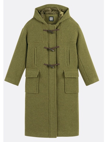 μακρύ μοντγκόμερι παλτό με κουκούλα