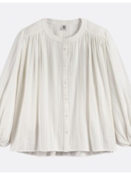 πουκάμισο oversize με μάο γιακά και μανίκια 3|4