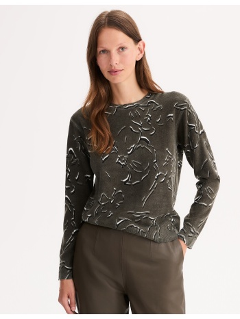 εμπριμέ πουλόβερ με στρογγυλή λαιμόκοψη