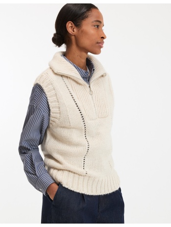 πλεκτή αμάνικη ζακέτα με φερμουάρ