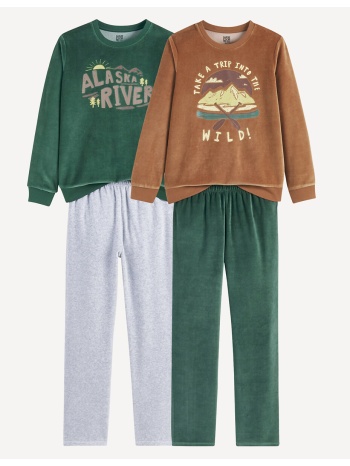 σετ 2 βελουτέ πιτζάμες με σχέδιο βουνά