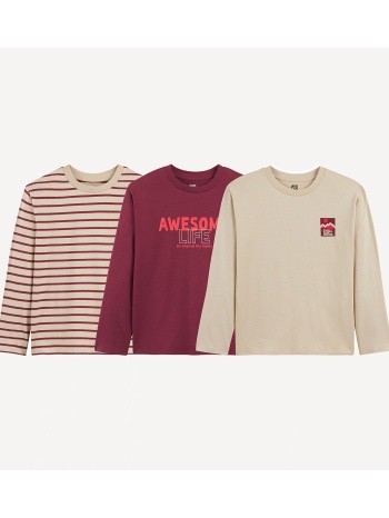 σετ 3 μακρυμάνικα μπλουζάκια με στάμπα