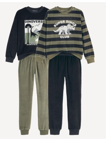 σετ 2 βελουτέ πιτζάμες με σχέδια δεινόσαυρους