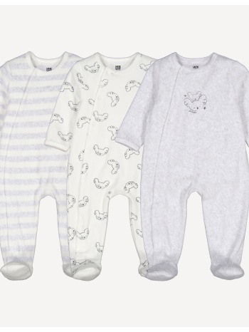 σετ 3 βαμβακερές βελουτέ πιτζαμάκια