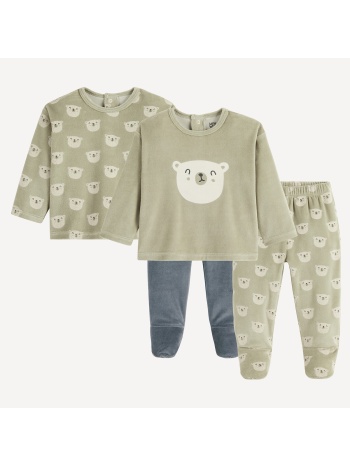 σετ 2 βελουτέ πιτζάμες με σχέδιο αρκουδάκια