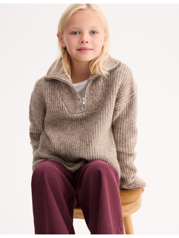 χοντρό πλεκτό με όρθιο λαιμό και φερμουάρ