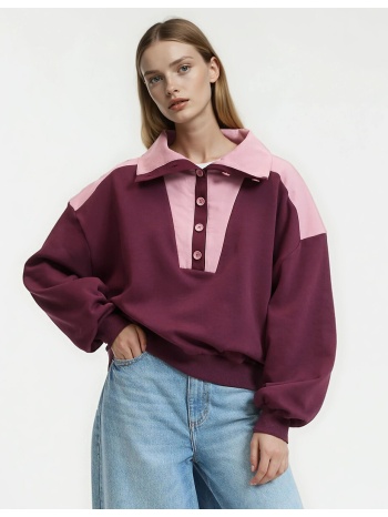 φούτερ με γιακά τύπου trucker και κουμπιά σε προσφορά