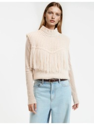 αμάνικο πουλόβερ με κρόσσια