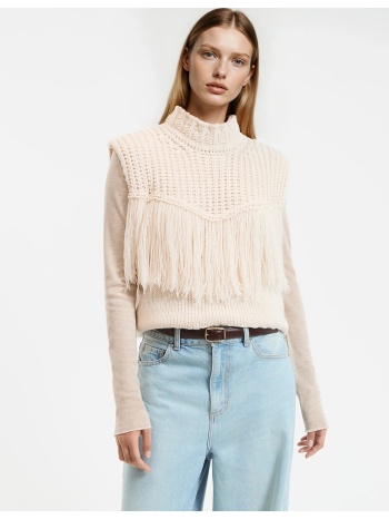 αμάνικο πουλόβερ με κρόσσια