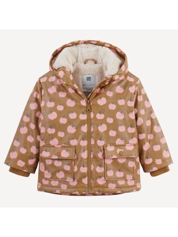 παλτό με κουκούλα και σχέδιο μήλα