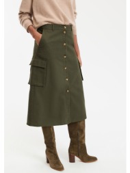 φούστα εβαζέ από βαμβάκι με κουμπιά μπροστά