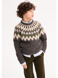 πουλόβερ με στρογγυλή λαιμόκοψη από χοντρή ζακάρ πλέξη