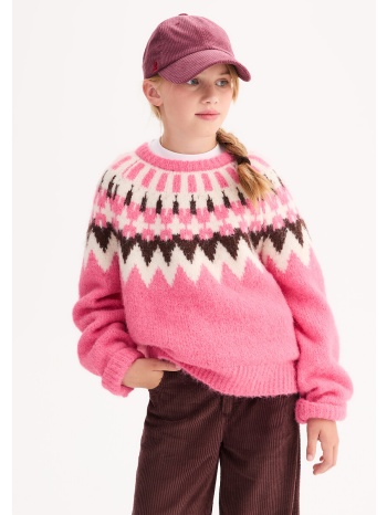 πουλόβερ με στρογγυλή λαιμόκοψη και χοντρή ζακάρ πλέξη