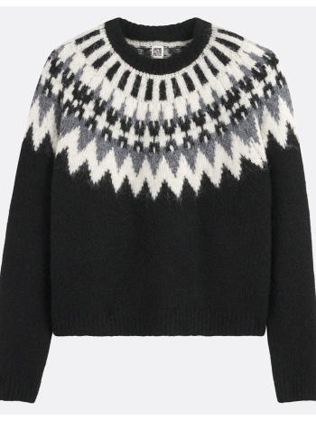 πουλόβερ με στρογγυλή λαιμόκοψη και ζακάρ πλέξη σε χοντρή