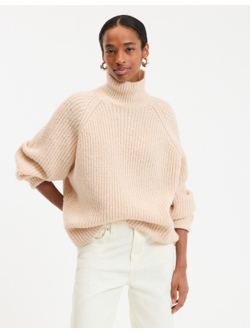 φαρδιά πλεκτή μπλούζα με ψηλό λαιμό