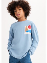 οversized μακρυμάνικο t-shirt με στάμπα