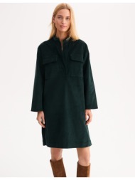 midi ίσιο φόρεμα με μακριά μανίκια