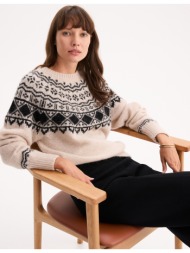 πουλόβερ με χοντρή ζακάρ πλέξη