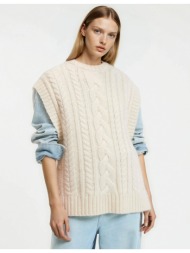 πλεκτή μπλούζα χωρίς μανίκια με στρογγυλή λαιμόκοψη και πλεχτή υφή