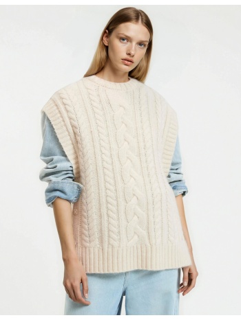 πλεκτή μπλούζα χωρίς μανίκια με στρογγυλή λαιμόκοψη και