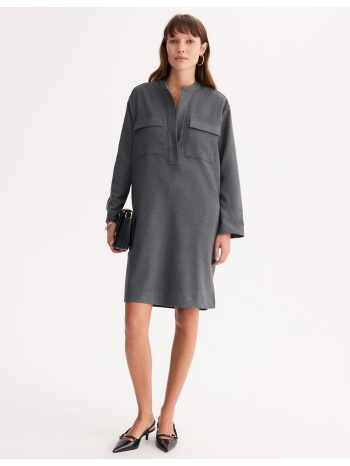 ίσιο φόρεμα από φανέλα με μακριά μανίκια