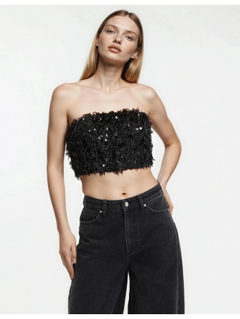 στράπλες top με παγιέτες