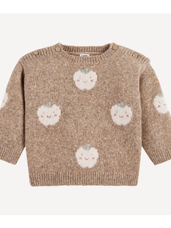 πουλόβερ από χοντρή ζακάρ πλέξη με σχέδιο μήλα