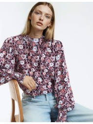 πουκάμισο με ψηλό γιακά και φλοράλ μοτίβο