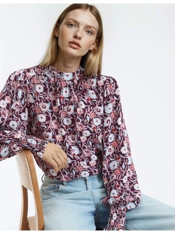 πουκάμισο με ψηλό γιακά και φλοράλ μοτίβο