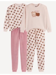 σετ 2 βελουτέ πιτζάμες με σχέδιο brioche