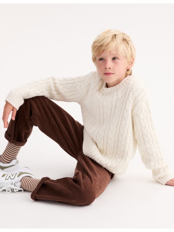 πλεκτή μπλούζα με στρογγυλή λαιμόκοψη και χοντρή πλέξη