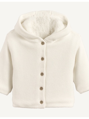 ζακέτα με κουκούλα από χοντρή πλέξη
