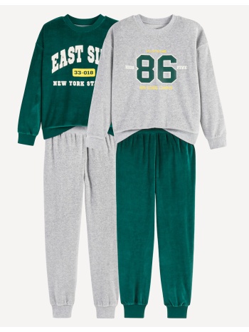 σετ 2 βελούδινες πιτζάμες με σχέδια campus