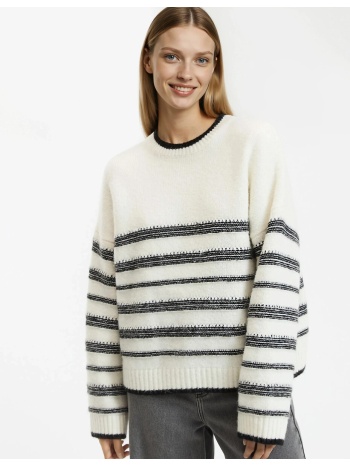 ριγέ πουλόβερ με στρογγυλή λαιμόκοψη