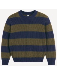 ριγέ πλεκτή μπλούζα με στρογγυλή λαιμόκοψη