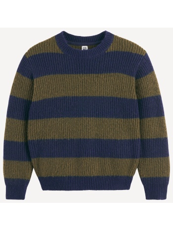 ριγέ πλεκτή μπλούζα με στρογγυλή λαιμόκοψη