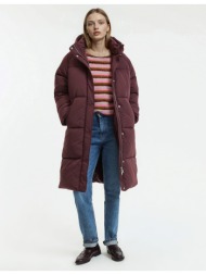 μακρύ καπιτονέ μπουφάν με κουκούλα