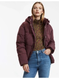 κοντό καπιτονέ μπουφάν με κουκούλα