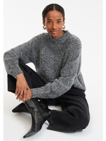 πλεκτή lurex μπλούζα με χνουδωτή υφή