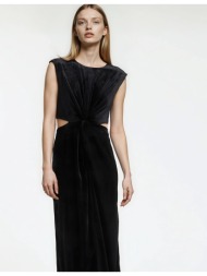 μακρύ ίσιο βελούδινο φόρεμα