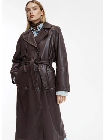 μακριά καμπαρντίνα από συνθετικό δέρμα